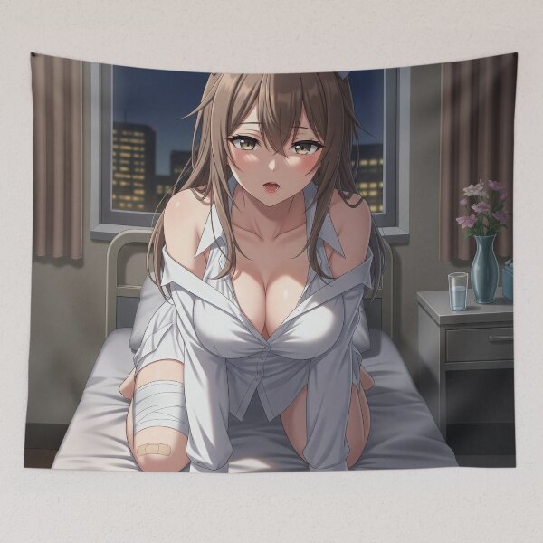 Item preview, A gently wounded nurse rests sensually on the bed designed and sold by GerwantSHOP.