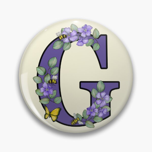Item preview, Letter G, Decorated Purple Initial, Eucalyptus Leaves, Periwinkles, Bees and Butterfly designed and sold by JoyfulWhimsy.