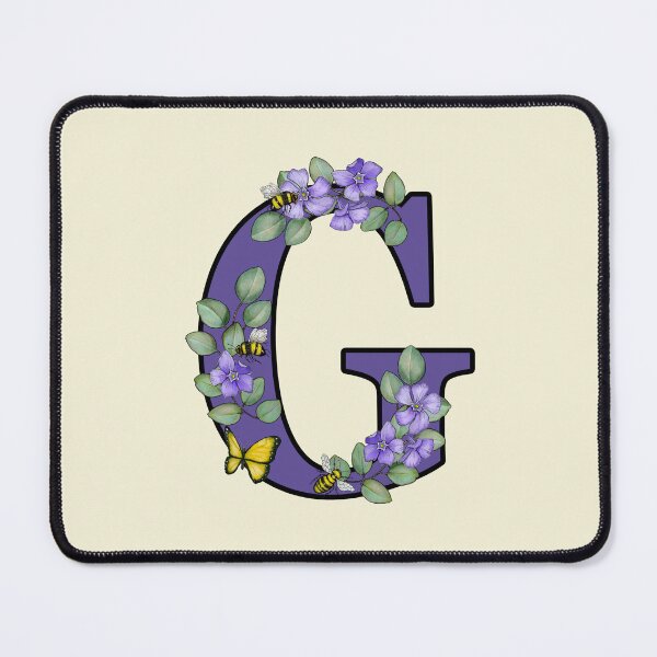 Item preview, Letter G, Decorated Purple Initial, Eucalyptus Leaves, Periwinkles, Bees and Butterfly designed and sold by JoyfulWhimsy.