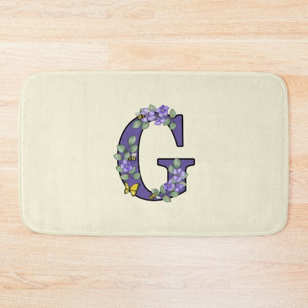 Item preview, Letter G, Decorated Purple Initial, Eucalyptus Leaves, Periwinkles, Bees and Butterfly designed and sold by JoyfulWhimsy.