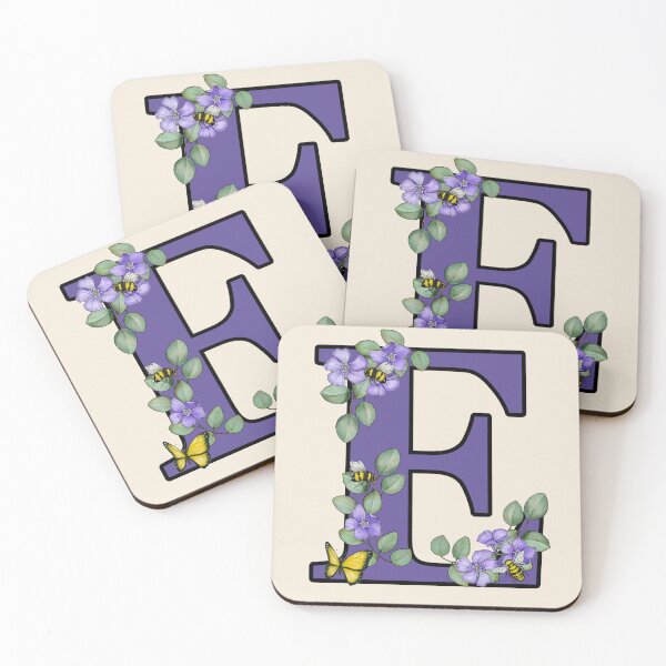 Item preview, Letter E, Decorated Purple Initial, Eucalyptus Leaves, Periwinkles, Bees and Butterfly designed and sold by JoyfulWhimsy.