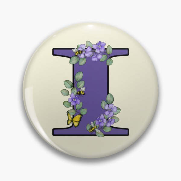 Item preview, Letter I, Decorated Purple Initial, Eucalyptus Leaves, Periwinkles, Bees and Butterfly designed and sold by JoyfulWhimsy.