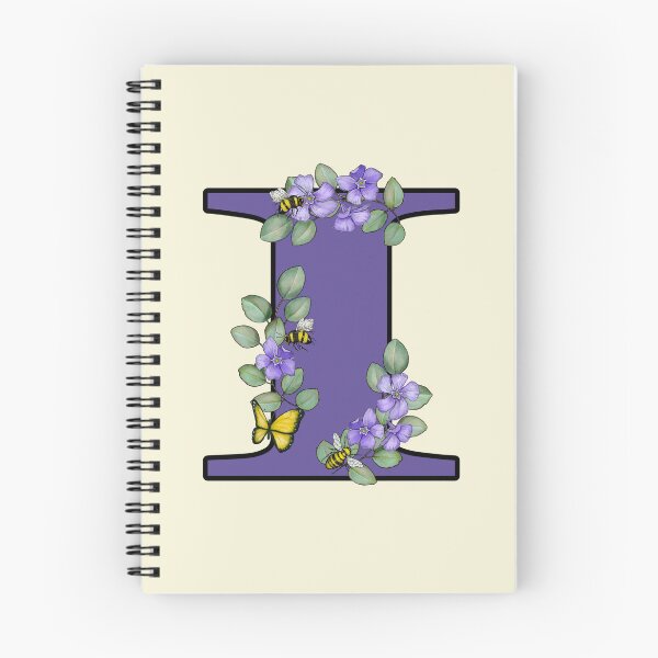 Item preview, Letter I, Decorated Purple Initial, Eucalyptus Leaves, Periwinkles, Bees and Butterfly designed and sold by JoyfulWhimsy.