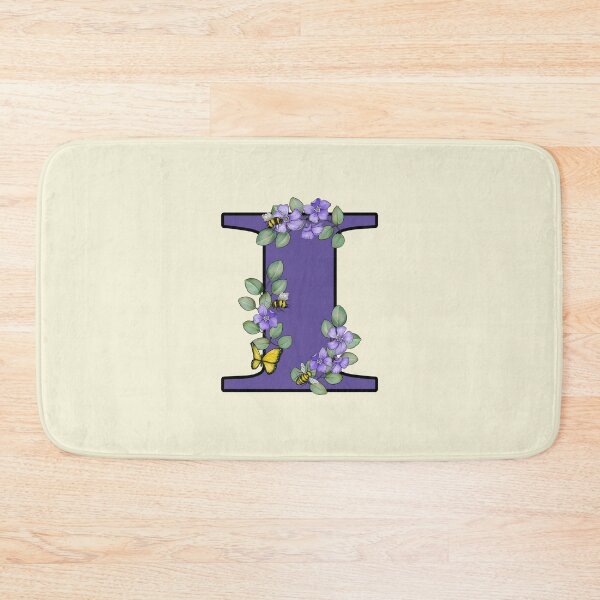 Item preview, Letter I, Decorated Purple Initial, Eucalyptus Leaves, Periwinkles, Bees and Butterfly designed and sold by JoyfulWhimsy.