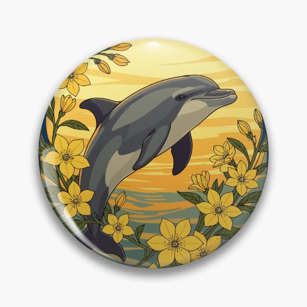 Item preview, Bottlenose dolphin With Yellow Jasmine Flowers designed and sold by taiche.