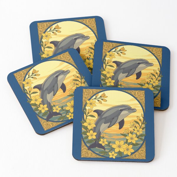 Item preview, Bottlenose dolphin With Yellow Jasmine Flowers designed and sold by taiche.