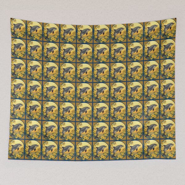 Item preview, Bottlenose dolphin With Yellow Jasmine Flowers designed and sold by taiche.