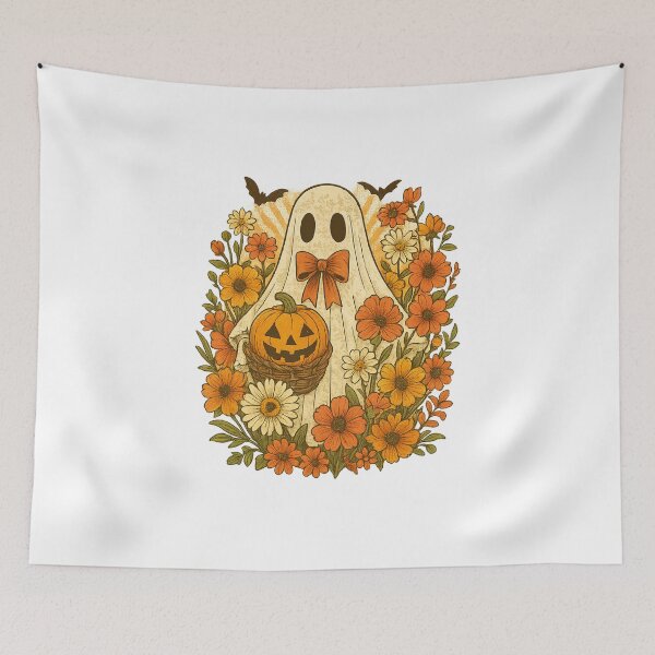 Item preview, Retro floral ghost halloween png｜lace ghost shirts｜halloween retro floral png｜floral halloween png designs｜halloween ghost floral png｜Falls designed and sold by PixelBlooming.