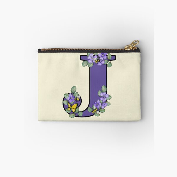Item preview, Letter J, Decorated Purple Initial, Eucalyptus Leaves, Periwinkles, Bees and Butterfly designed and sold by JoyfulWhimsy.