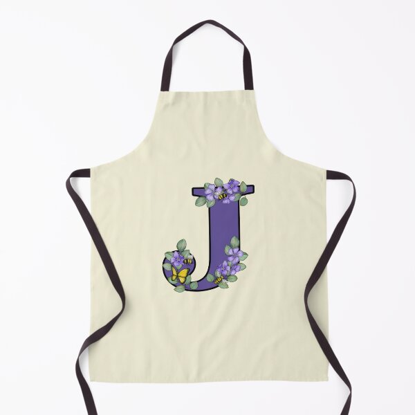 Item preview, Letter J, Decorated Purple Initial, Eucalyptus Leaves, Periwinkles, Bees and Butterfly designed and sold by JoyfulWhimsy.
