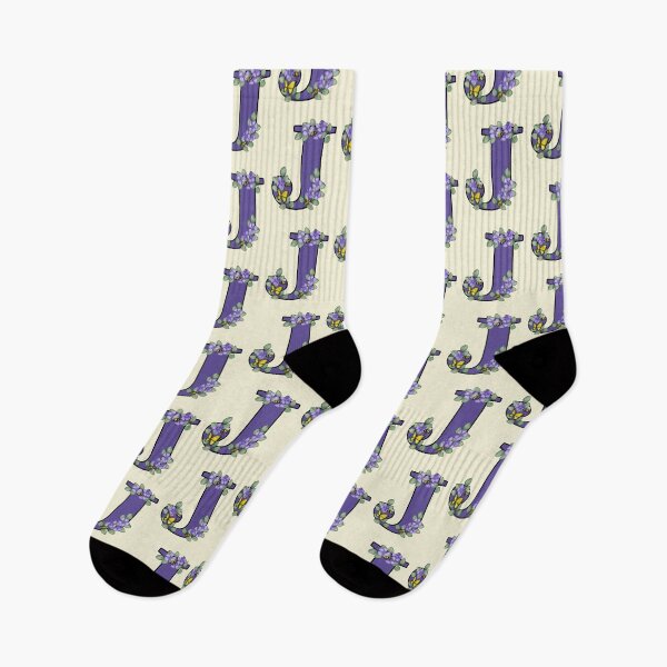 Item preview, Letter J, Decorated Purple Initial, Eucalyptus Leaves, Periwinkles, Bees and Butterfly designed and sold by JoyfulWhimsy.