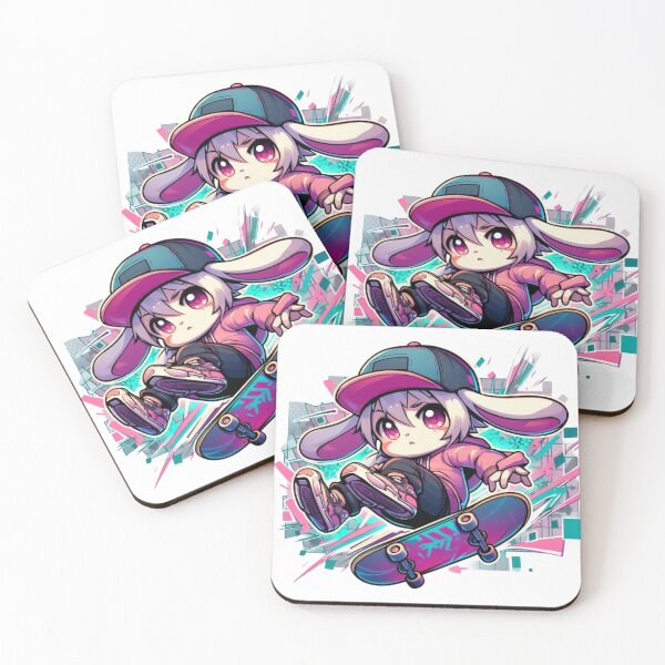 Item preview, Skater Bunny Kickflip – Chibi Street Style Sticker designed and sold by ChibiFusion.