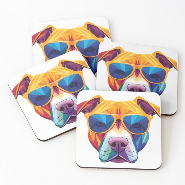 Item preview, Cool Colorful Pitbull in Sunglasses – Pop Art Animal Illustration designed and sold by Wild and Still Studio.
