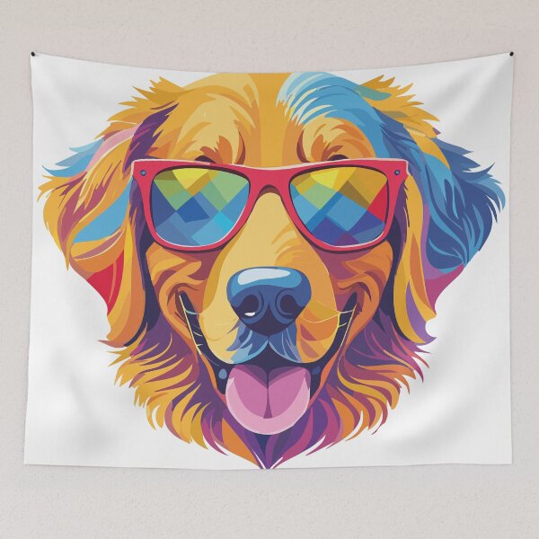Item preview, Cool Colorful Retriever in Sunglasses – Pop Art Animal Illustration designed and sold by Wild and Still Studio.