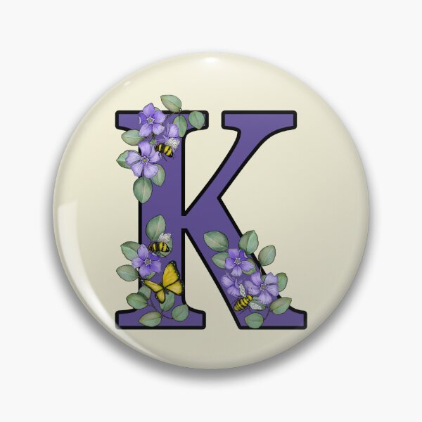 Item preview, Letter k, Decorated Purple Initial, Eucalyptus Leaves, Periwinkles, Bees and Butterfly designed and sold by JoyfulWhimsy.