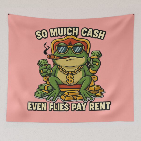 Item preview, Rich Frog Meme – So Much Cash Even Flies Pay Rent designed and sold by OxiSkor.
