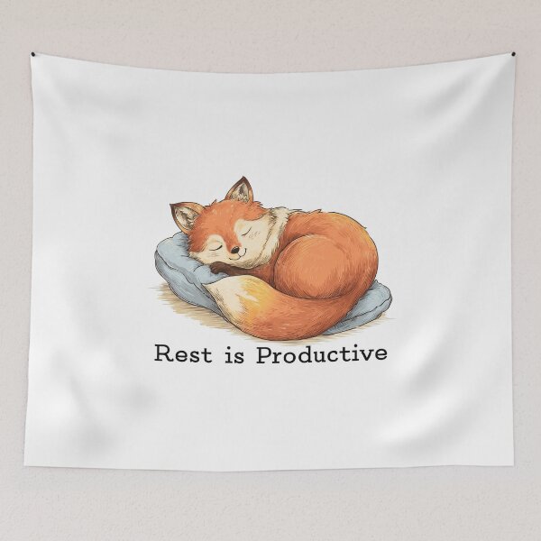 Item preview, Motivation Meme - Rest is Productive Sleeping Fox designed and sold by hamishby.