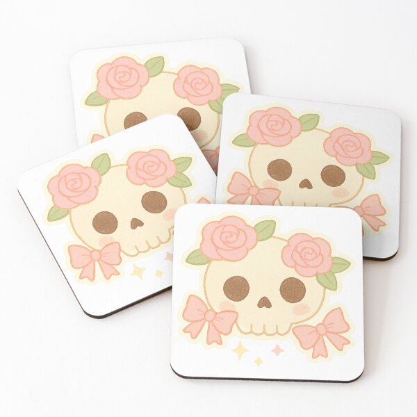 Item preview, Pastel Pink Skull with Roses & Bows – Cute Halloween designed and sold by CreatedbyKandJ.