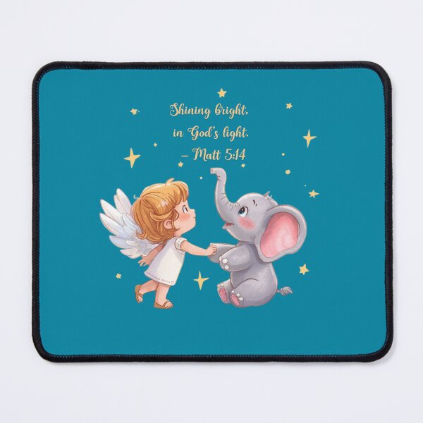 Item preview, Cute Christian Angel and Elephant Artwork – Bible Verse Matt 5:14 | Faith-Based Kawaii Design for Mental Health, Wellness & Encouragement designed and sold by AmenAlways.