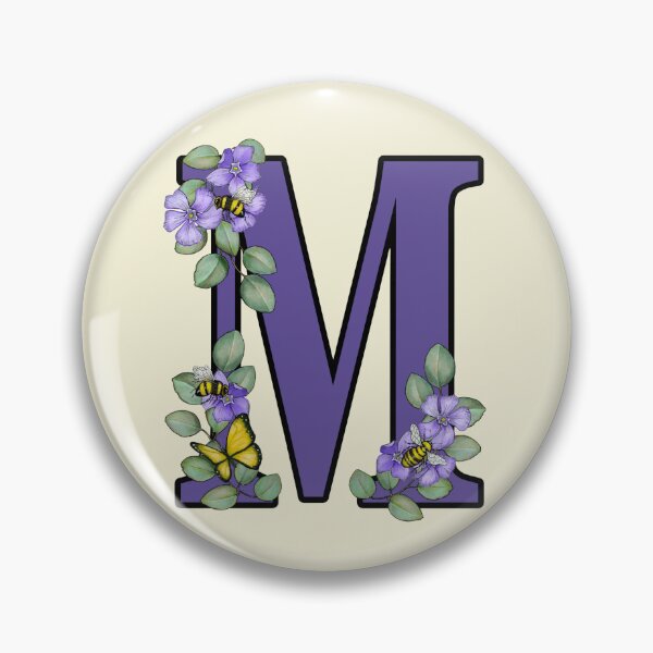 Item preview, Letter M, Decorated Purple Initial, Eucalyptus Leaves, Periwinkles, Bees and Butterfly designed and sold by JoyfulWhimsy.