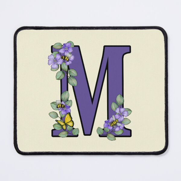 Item preview, Letter M, Decorated Purple Initial, Eucalyptus Leaves, Periwinkles, Bees and Butterfly designed and sold by JoyfulWhimsy.