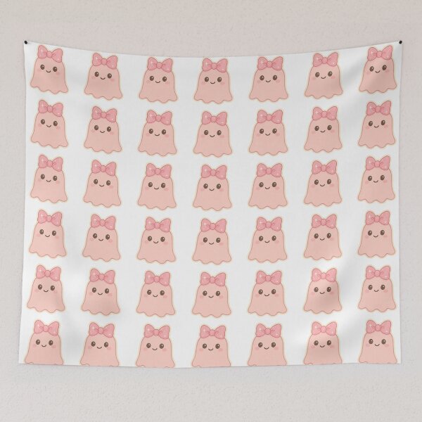 Item preview, Cute Pink Ghost with Bow – Kawaii Halloween Aesthetic designed and sold by CreatedbyKandJ.