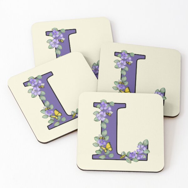 Item preview, Letter L, Decorated Purple Initial, Eucalyptus Leaves, Periwinkles, Bees and Butterfly designed and sold by JoyfulWhimsy.