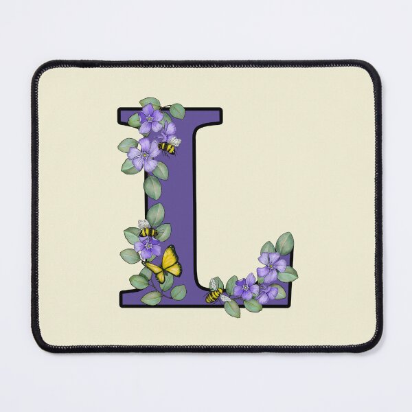 Item preview, Letter L, Decorated Purple Initial, Eucalyptus Leaves, Periwinkles, Bees and Butterfly designed and sold by JoyfulWhimsy.