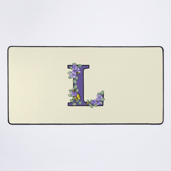 Item preview, Letter L, Decorated Purple Initial, Eucalyptus Leaves, Periwinkles, Bees and Butterfly designed and sold by JoyfulWhimsy.