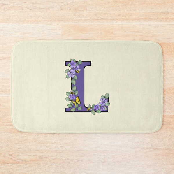 Item preview, Letter L, Decorated Purple Initial, Eucalyptus Leaves, Periwinkles, Bees and Butterfly designed and sold by JoyfulWhimsy.