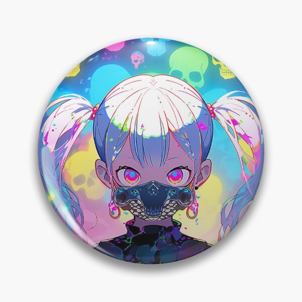 Item preview, Cute Creepy Neon Skulls and Masked Anime Girl designed and sold by bubblegoth.