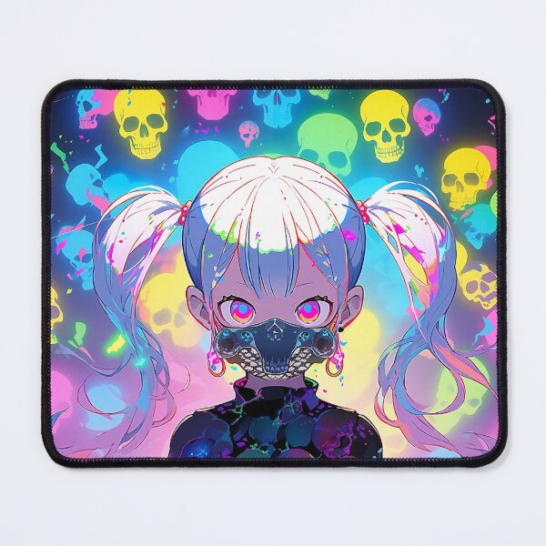 Item preview, Cute Creepy Neon Skulls and Masked Anime Girl designed and sold by bubblegoth.