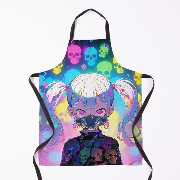 Item preview, Cute Creepy Neon Skulls and Masked Anime Girl designed and sold by bubblegoth.