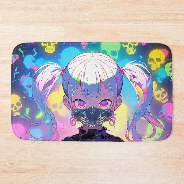 Item preview, Cute Creepy Neon Skulls and Masked Anime Girl designed and sold by bubblegoth.