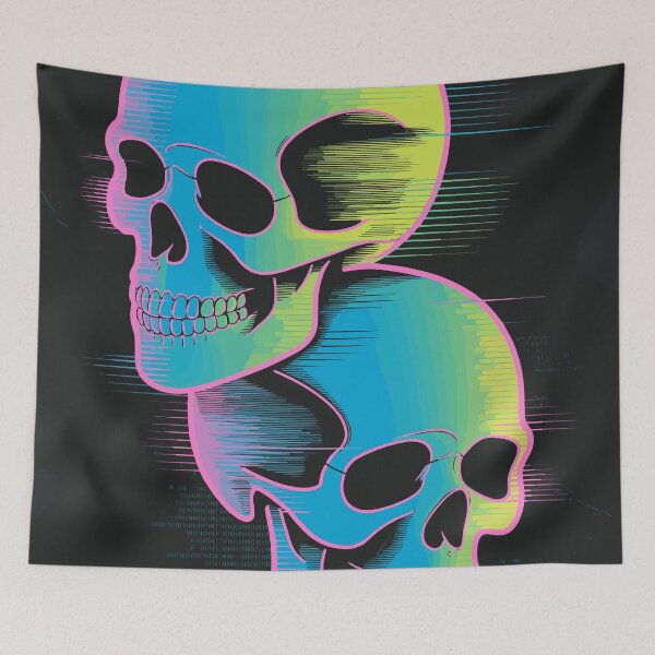 Item preview, Glitchwave Neon Skulls – Edgy Maximalist designed and sold by stmpdwrld.