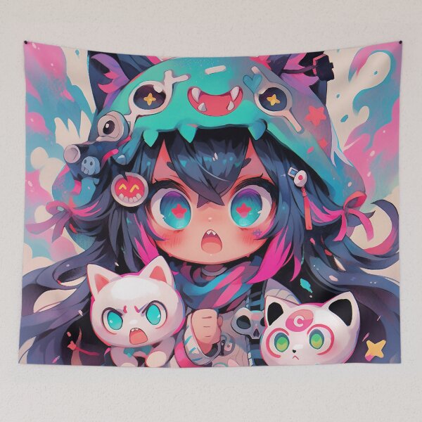 Item preview, Linda chica anime Chibi Rowdy Kitty designed and sold by bubblegoth.
