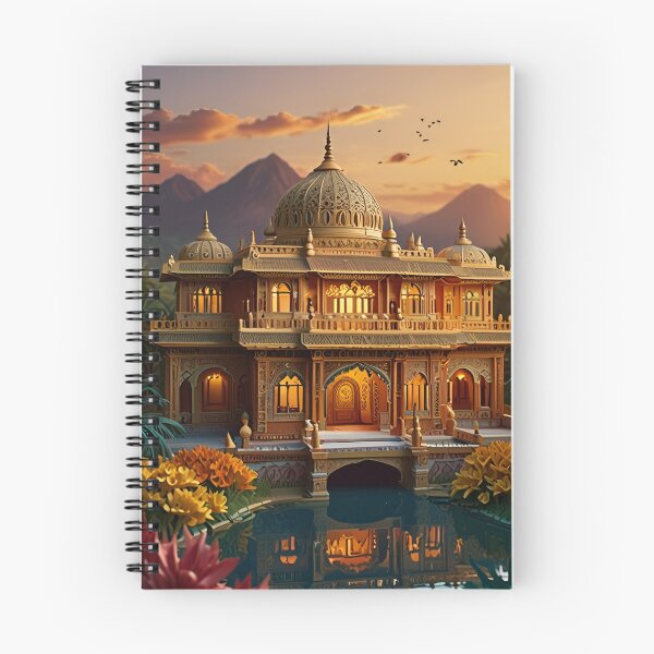 Item preview, Traditional Indian Palace – Ultra-Detailed Paper Quilling Style Artwork with Lotus Ponds and Peacocks designed and sold by ColorSplash123.