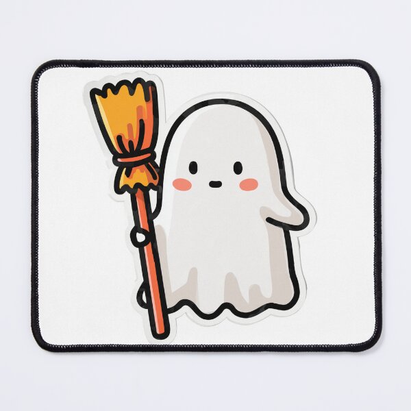 Item preview, Cute Ghost with Broom | Spooky Season Cleaning Art designed and sold by BBackdesign.