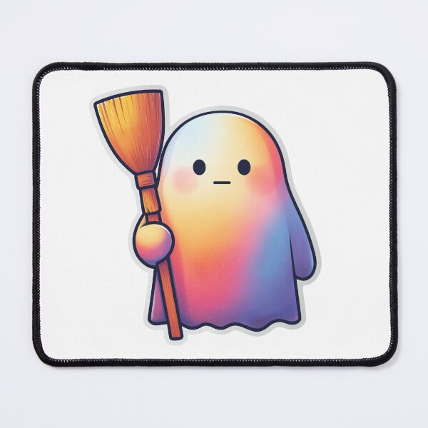 Item preview, Cute Ghost with Broom | Spooky Season Cleaning Art designed and sold by BBackdesign.