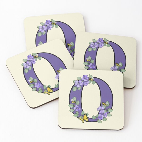 Item preview, Letter O, Decorated Purple Initial, Eucalyptus Leaves, Periwinkles, Bees and Butterfly designed and sold by JoyfulWhimsy.