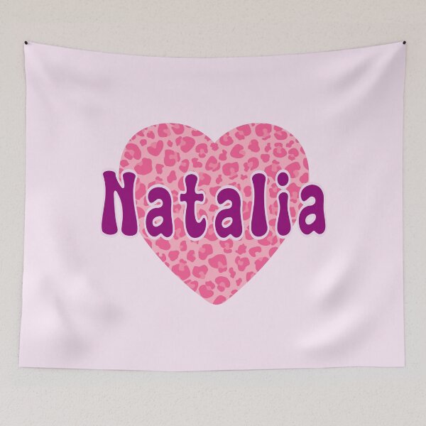 Item preview, Natalia Name Pink Leopard Heart  designed and sold by Jeallan Designs.