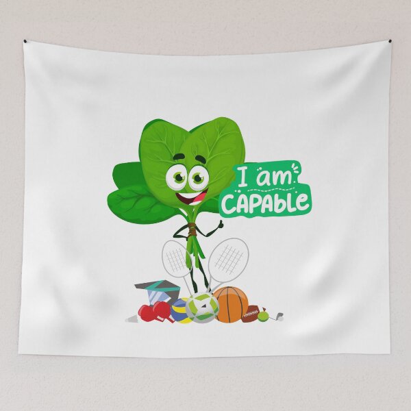 Item preview, I Am Capable Motivational Spinach Cartoon with Sports designed and sold by Rosen5125.