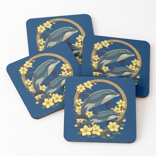 Item preview, Bottlenose Dolphins With Yellow Jasmine Flowers designed and sold by taiche.