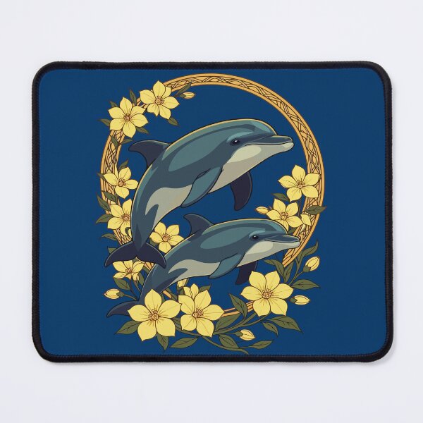 Item preview, Bottlenose Dolphins With Yellow Jasmine Flowers designed and sold by taiche.