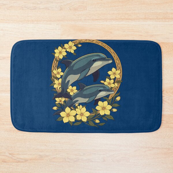 Item preview, Bottlenose Dolphins With Yellow Jasmine Flowers designed and sold by taiche.