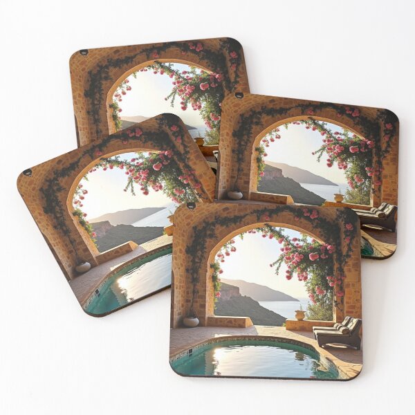 Item preview, Coastal Stone Archway Pool – Mediterranean Sunset Escape designed and sold by AlexeyevZurga.