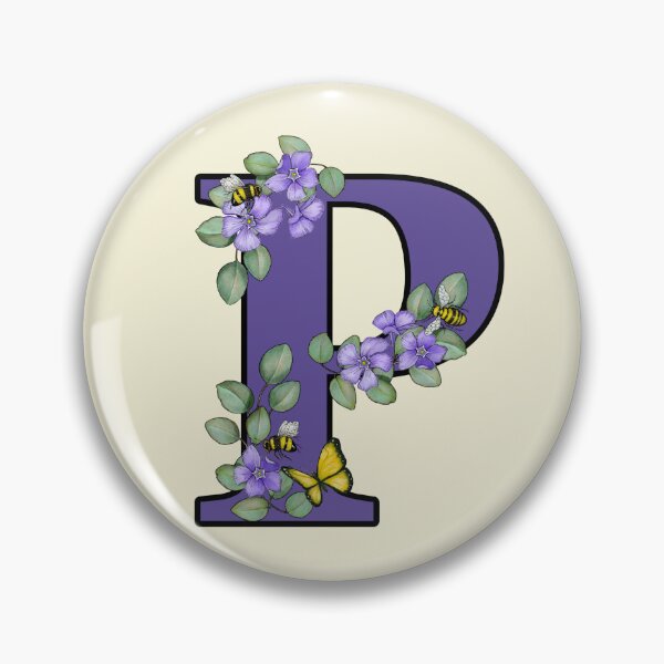 Item preview, Letter P, Decorated Purple Initial, Eucalyptus Leaves, Periwinkles, Bees and Butterfly designed and sold by JoyfulWhimsy.