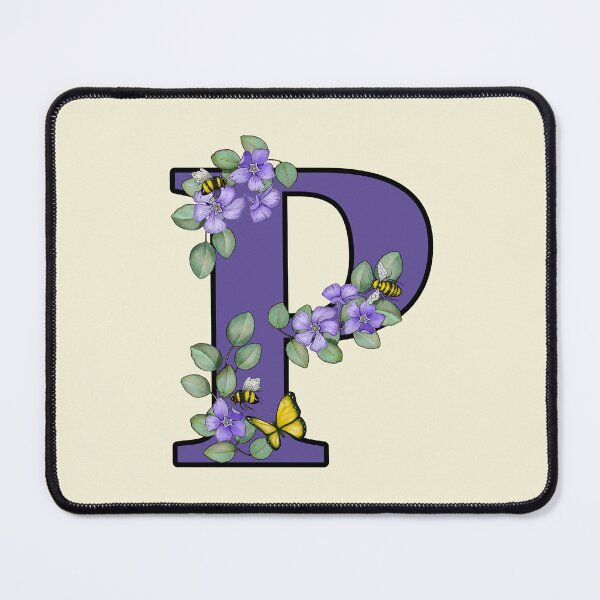 Item preview, Letter P, Decorated Purple Initial, Eucalyptus Leaves, Periwinkles, Bees and Butterfly designed and sold by JoyfulWhimsy.