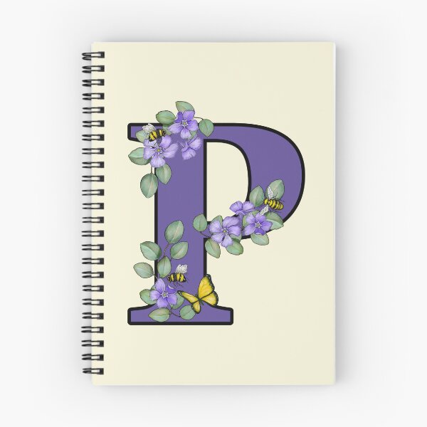 Item preview, Letter P, Decorated Purple Initial, Eucalyptus Leaves, Periwinkles, Bees and Butterfly designed and sold by JoyfulWhimsy.