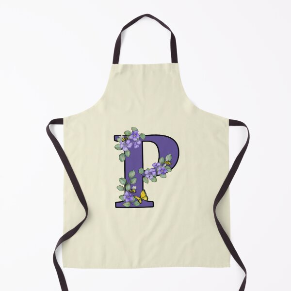 Item preview, Letter P, Decorated Purple Initial, Eucalyptus Leaves, Periwinkles, Bees and Butterfly designed and sold by JoyfulWhimsy.